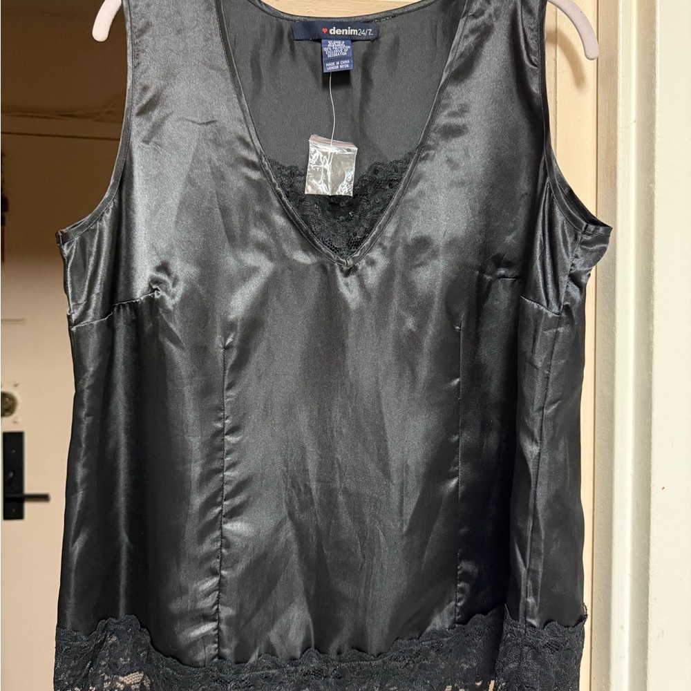 Denim 24/7 Charcoal Satin Top